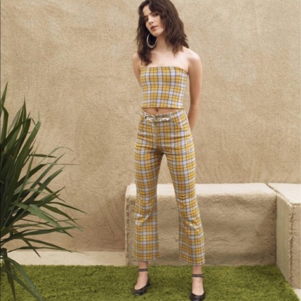 Miaou Yellow Plaid Morgan Pants